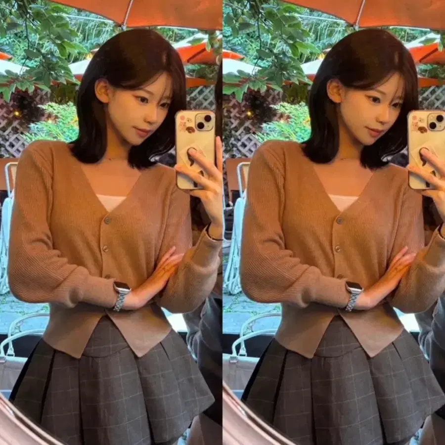 갈색 가디건