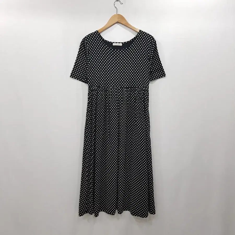 R857 JPN 빈티지 도트 패턴 모리걸 하구미룩 반팔 롱 원피스 여M