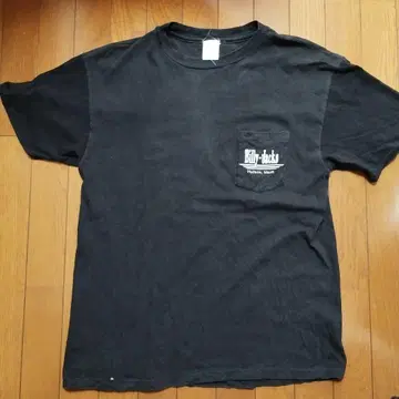 90s 포켓T셔츠 블랙 기업T 싱글 스티치 박스 페이드