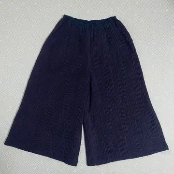이와미긴잔 네네 군겐도 와이드 팬츠 가우초 팬츠 넉넉한 네이비 일본제