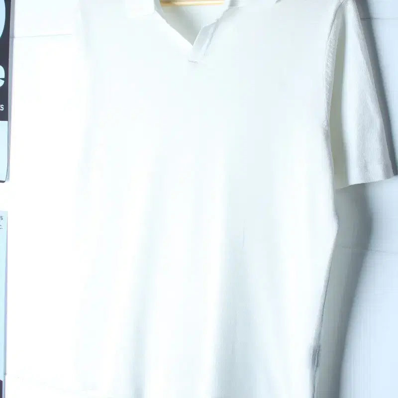 (XL) 지오지아 반팔 카라 티셔츠 브이넥 니트 화이트 놈코어-H36197