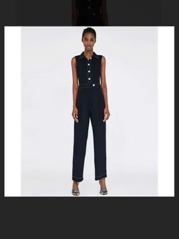 ZARA 대비 탑스티치 점프수트 블랙 S