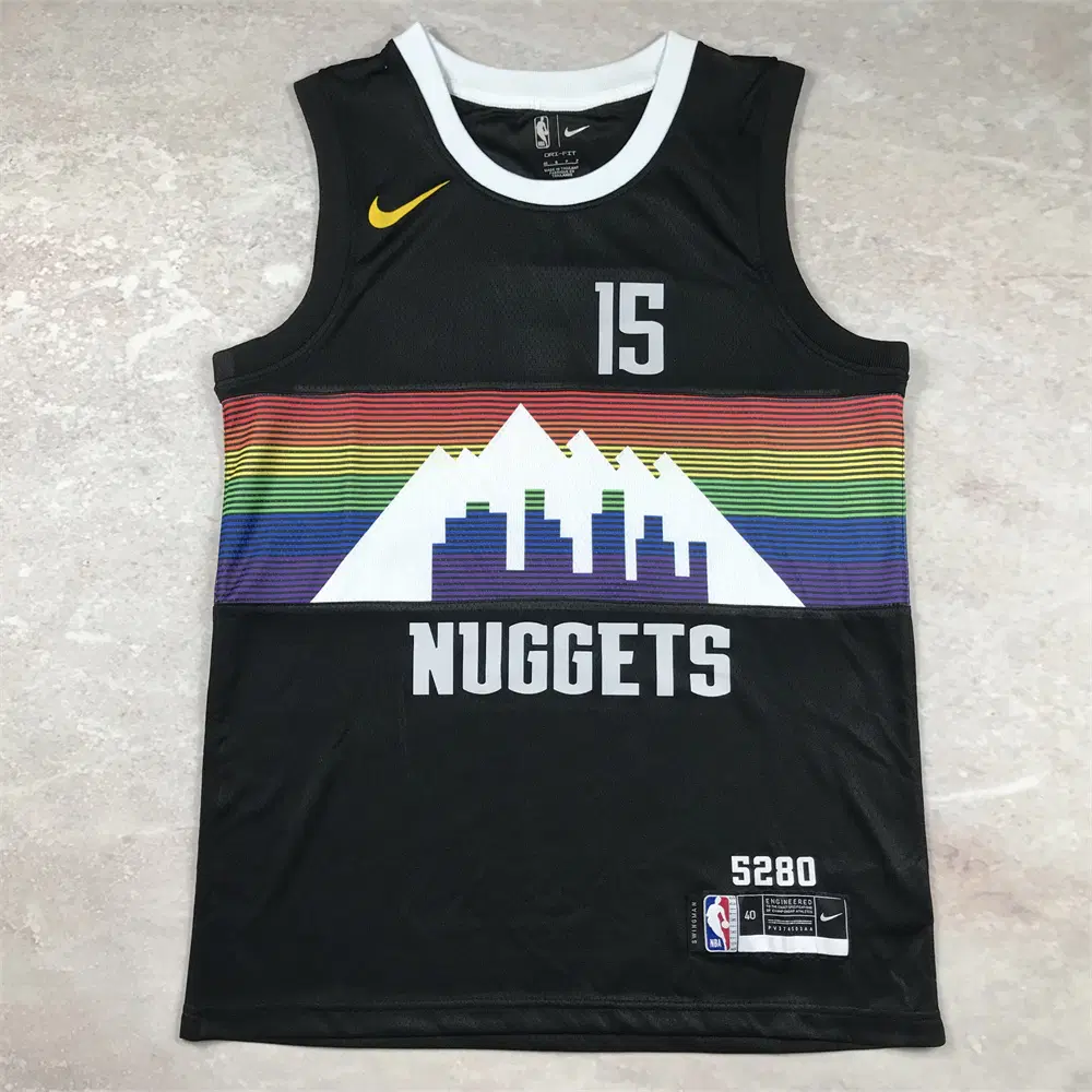 NBA 농구 유니폼 덴버 너기츠 15호 요키치 블랙 스노우 마운틴 에디션