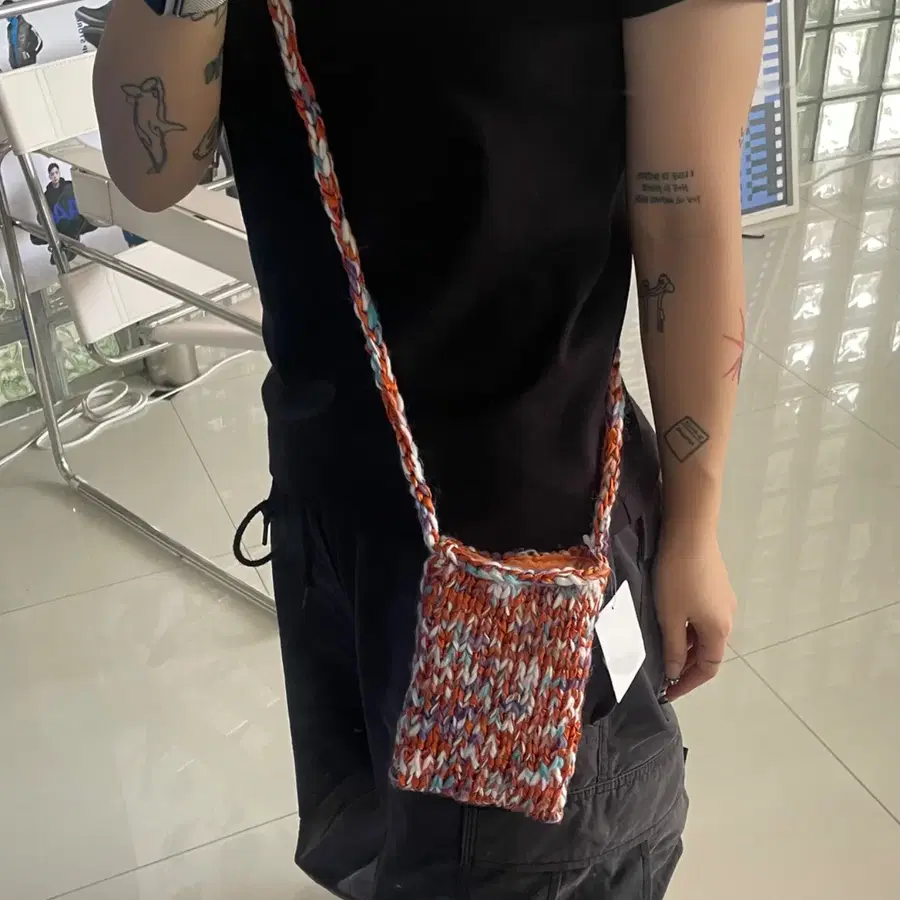 Beams 빔스 mixed knit mini shoulder bag