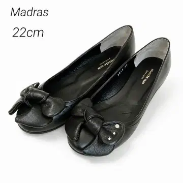 마드라스 Madras 펌프스 22cm 블랙 가죽 포멀 리본