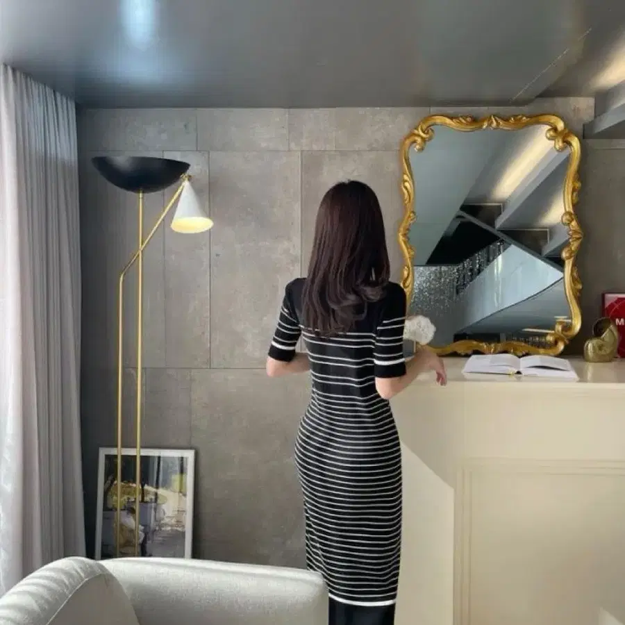 미미워 타임 스트라이프 원피스 숏버전만 남음