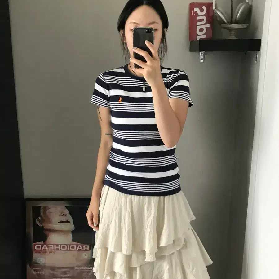 폴로 랄프로렌 스포츠 포니 로고 스트라이프 반팔티