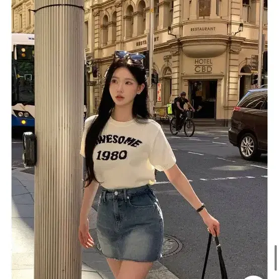 베이델리 워싱 미니 데님 스커트 중청 S
