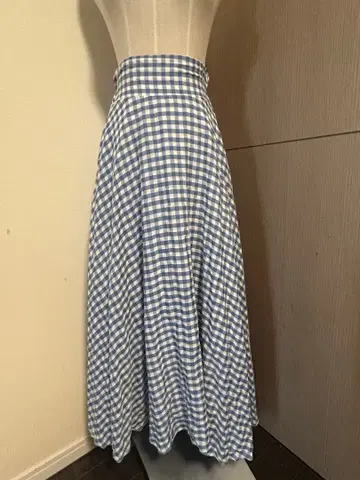 JENNE 제뉴 에어리 프렌치 플레어 스커트 깅엄 체크 블루 S