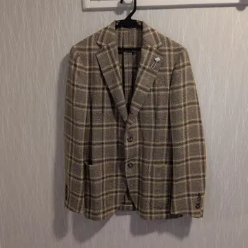 어른스러운 멋쟁이 LARDINI 체크 무늬 테일러드 자켓 사이즈 46