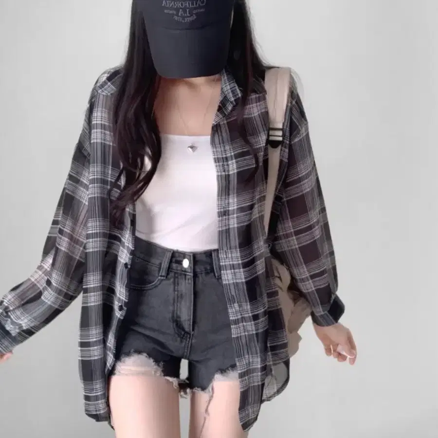 에이블리 포스트 체크 시스루 스트라이프 루즈핏 긴팔 간절기 남방 셔츠 얇은셔츠