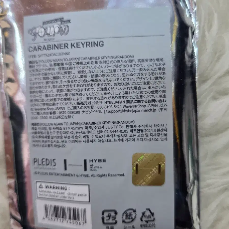SEVENTEEN CARABINER KEYRING (RANDOM)