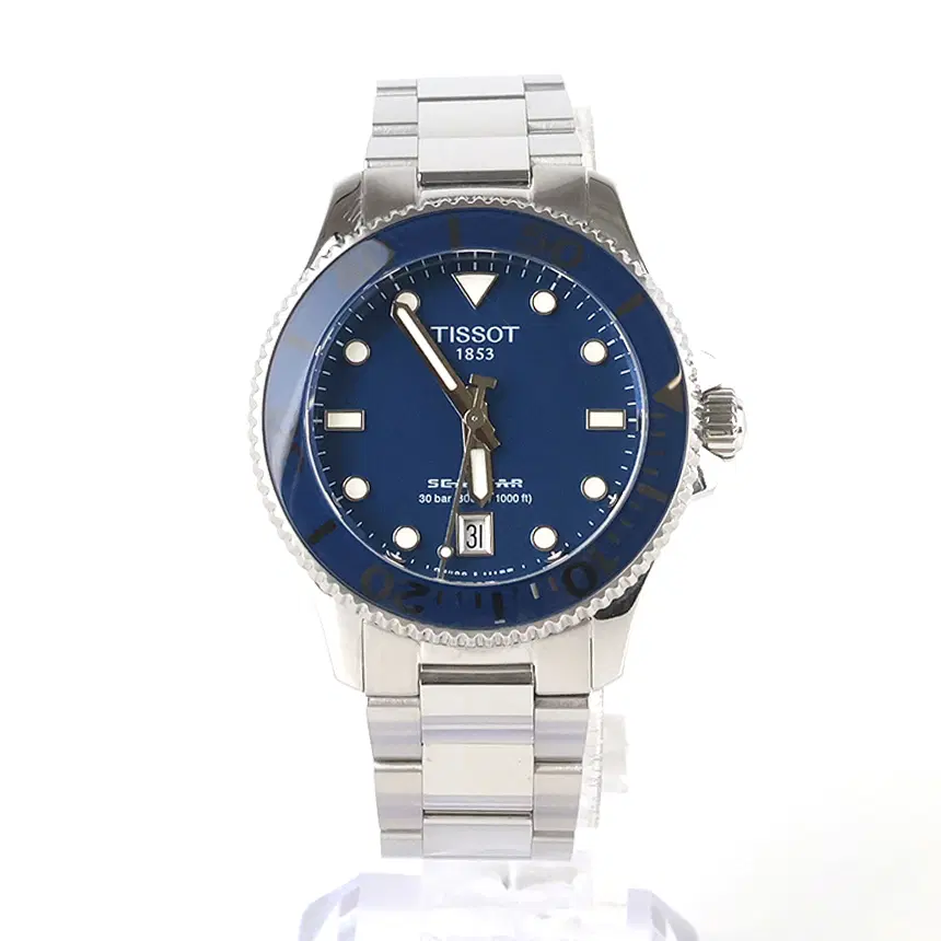 [중고명품다올] 티쏘 씨스타 1000 쿼츠 블루 다이얼 청판 메탈 시계 36mm T120.210.11.041.00