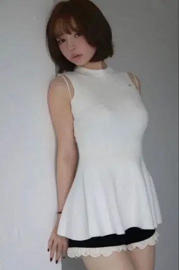 andmary Adel peplum knit tops ivory