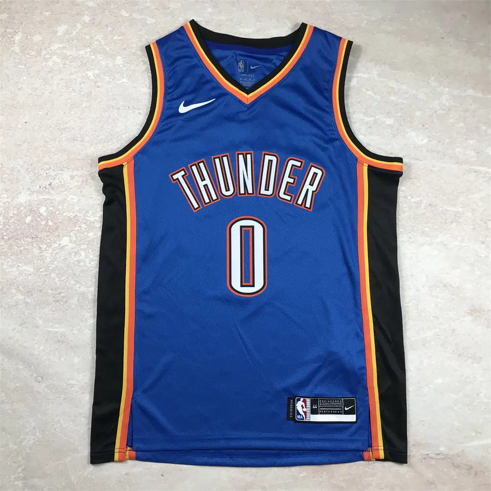 NBA 농구 유니폼 썬더 0번 웨스트브룩 블루 핫프레스 s-xxl
