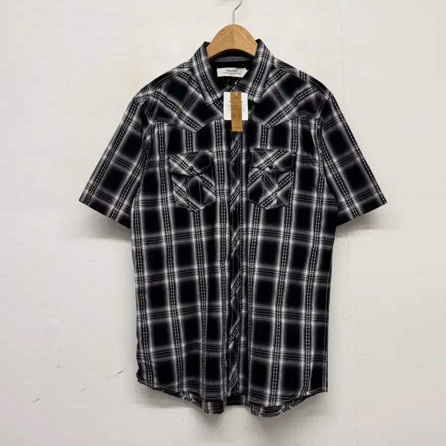 Thruxton 반팔 체크 웨스턴 셔츠