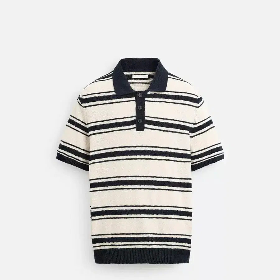 Zara 스트라이프 자카드 니트 폴로셔츠