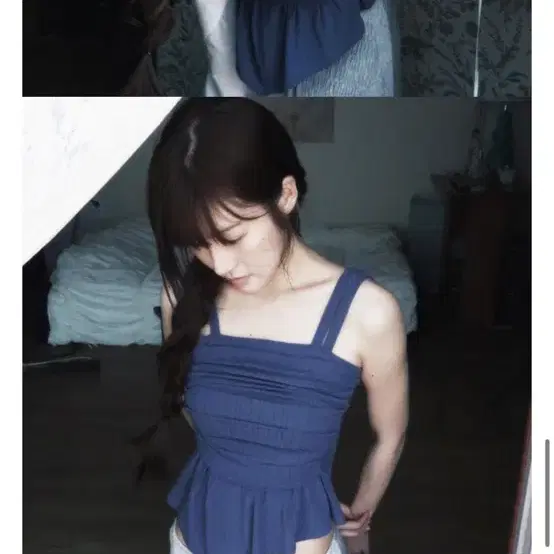 한땀한땀 민소매 블루 XL