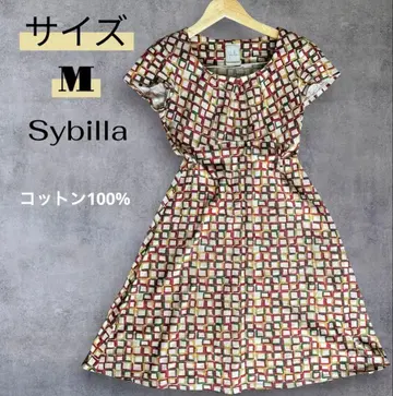Sybilla 시빌라 원피스 M 반팔 올 패턴 코튼 100% 일본제
