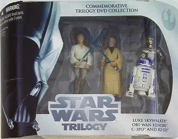 타미 다이렉트 COMMEMORATIVE TRILOGY DVD COLLECTION LUKE SKYWALKER / OBI-WAN KENOBI / C-3PO AND R2-D2 3.5인치