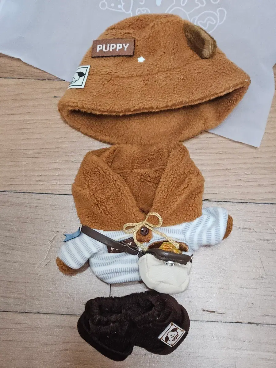10cm 강아지 벙거지모자 인형옷 세트