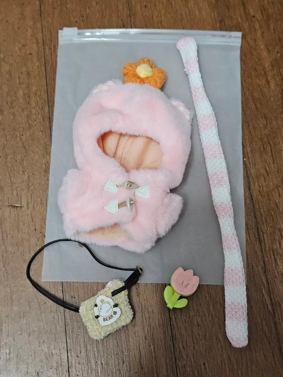 10cm 플라워 털떡코 인형옷 핑크 화이트 일괄