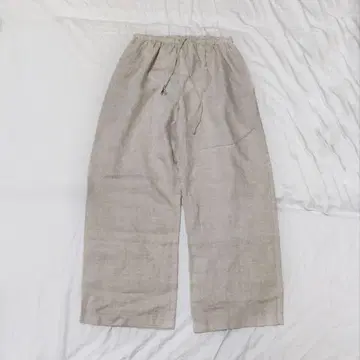 린넨 이지 팬츠 미색 뒷주머니 허리끈