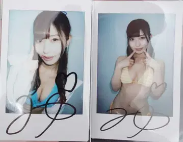 아이자와 미유 친필 사인 폴라로이드 2장 세트