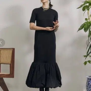 UN3D. 아언리드 도킹 하프 슬리브 원피스 블랙 반팔