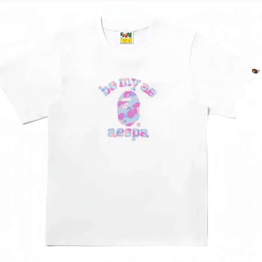 [Bape X aespa] 베이프 x 에스파 컬리지 릴렉스드 핏 티셔츠 화이트 xs