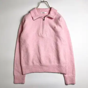 새상품급 SNIDEL 스나이델 하프 지퍼 니트 풀오버 핑크 F