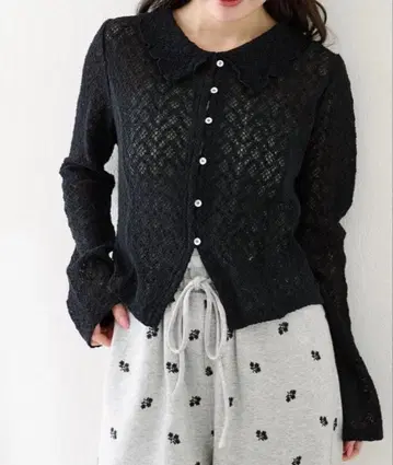 kastane 크로스 자카드 카라 부착 가디건