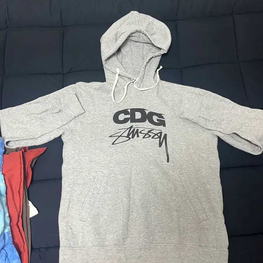 CDG 꼼데가르송 스투시 콜라보 후드 그레이 L