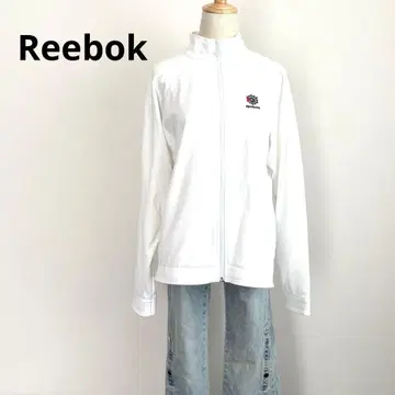 리복 트랙 자켓 화이트 M 상당 로고 자수