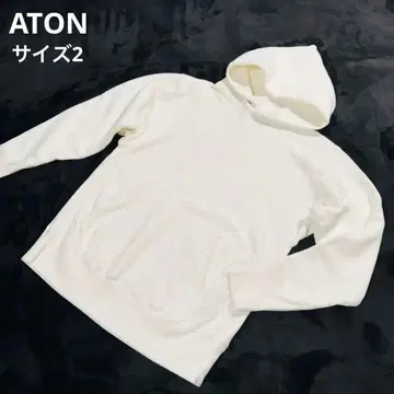 ATON 에이트 후드티 화이트 사이즈 2 풀오버 후드 부착