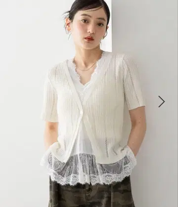 [새상품급] 레이스 도킹 레이어드 니트 레이지블루 여성용 반팔