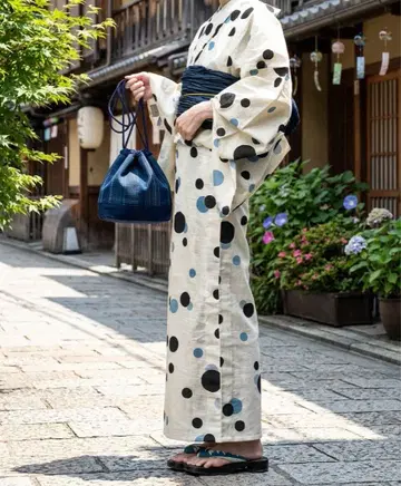 유카타 도트 무늬 세퍼레이트 이부식 복조리 포함