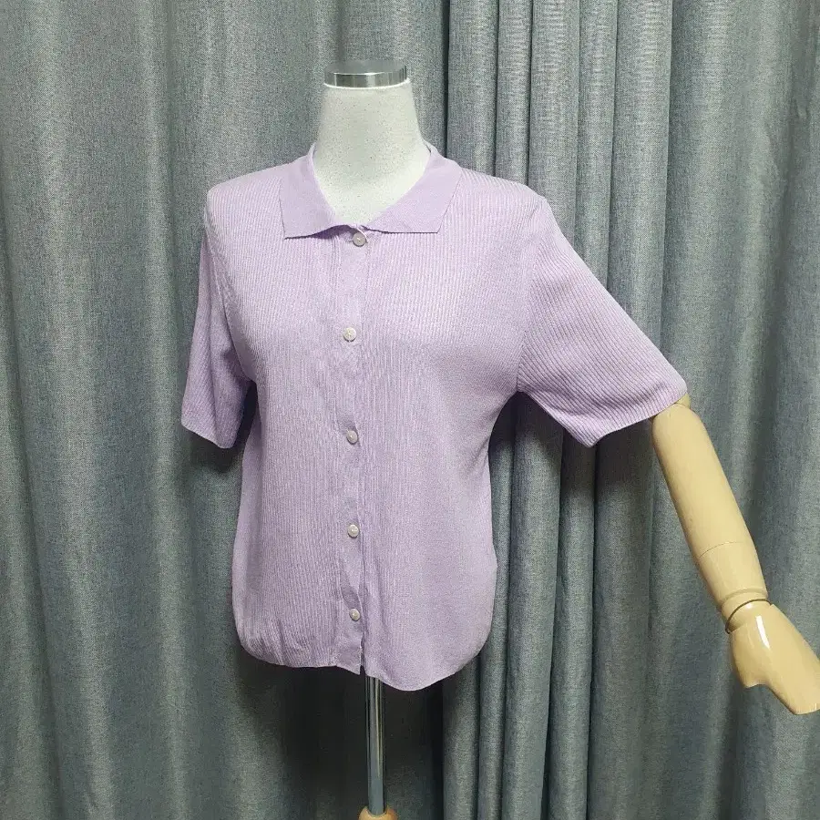 라벤더 카라 반팔가디건