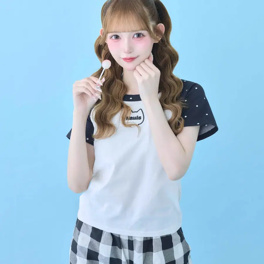 hauls 하울스 래글런 슬림핏 미니 반팔 티셔츠