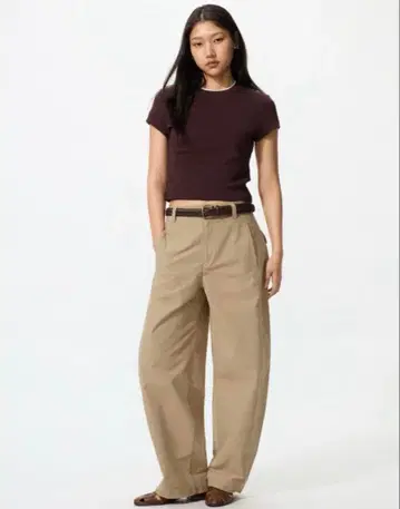 UNIQLO 저지 배럴 레그 M 사이즈 베이지