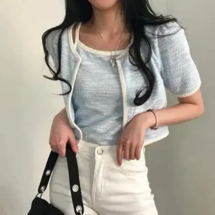 소라색 나시 가디건 세트