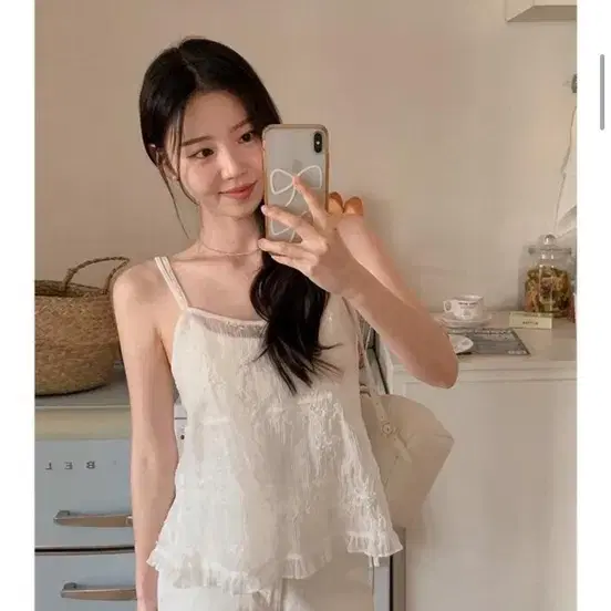 새상품) 쇼퍼랜드 자체제작 레이스 리본 나시