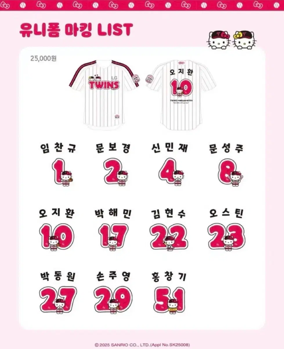 엘지 트윈스 박해민 키티 마킹지 마킹키트 구해요