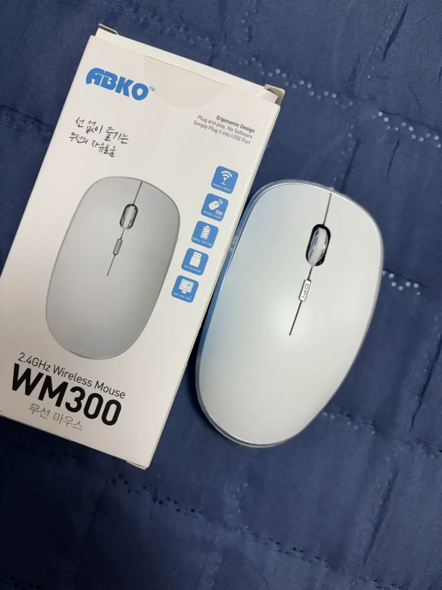 ABKO WM300 무선 마우스 화이트