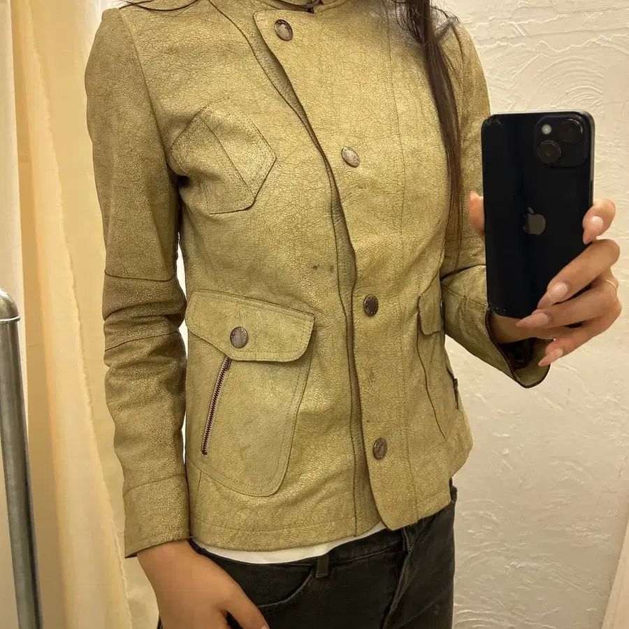 MCM flake leather jacket