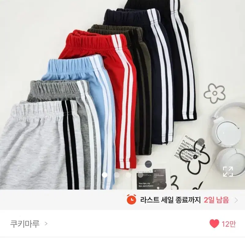두줄 라인 밴딩 와이드 핏 트레이닝 빨간 반바지