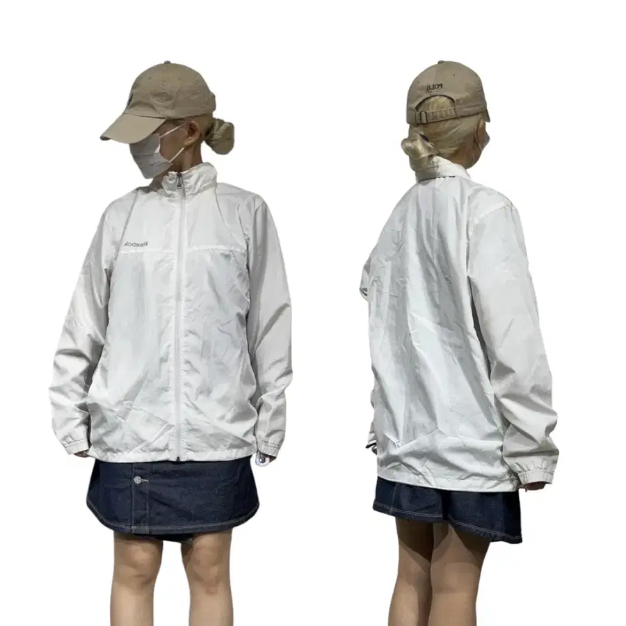 리복 화이트 오버핏 올드스쿨 바람막이 트랙 자켓 S
