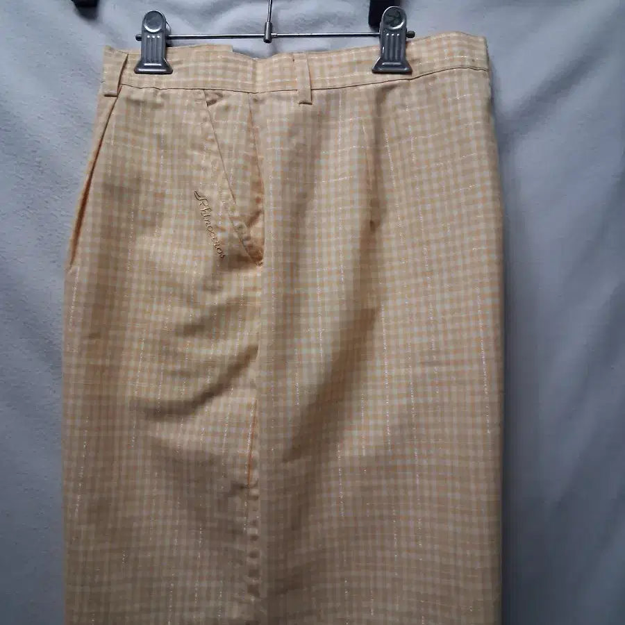 체크 패턴 얇은 반바지옐로우33인지