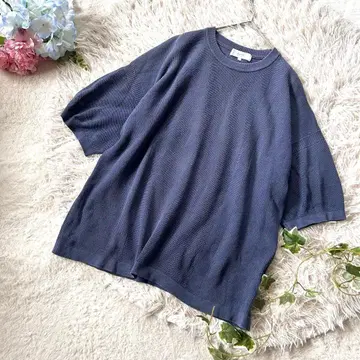 [ B:MING by BEAMS ] 5부 소매 니트 페이드감 블루 계열 L