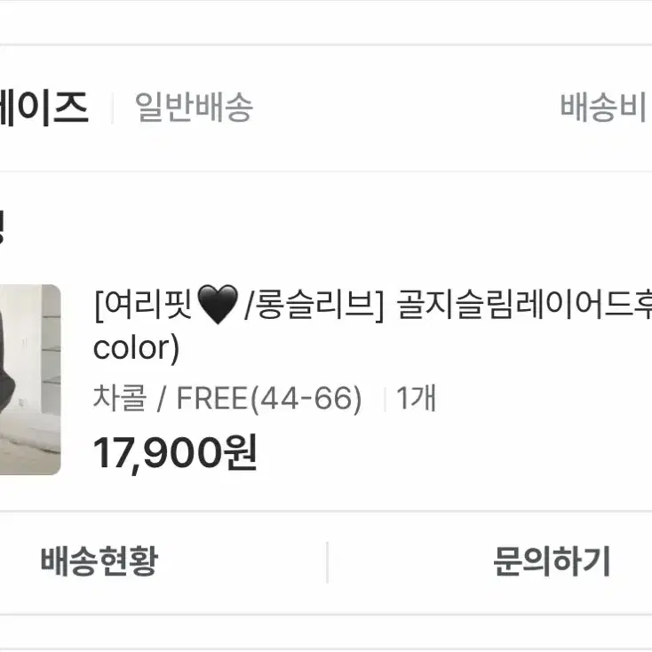 지그재그 골지슬림레이어드후드티